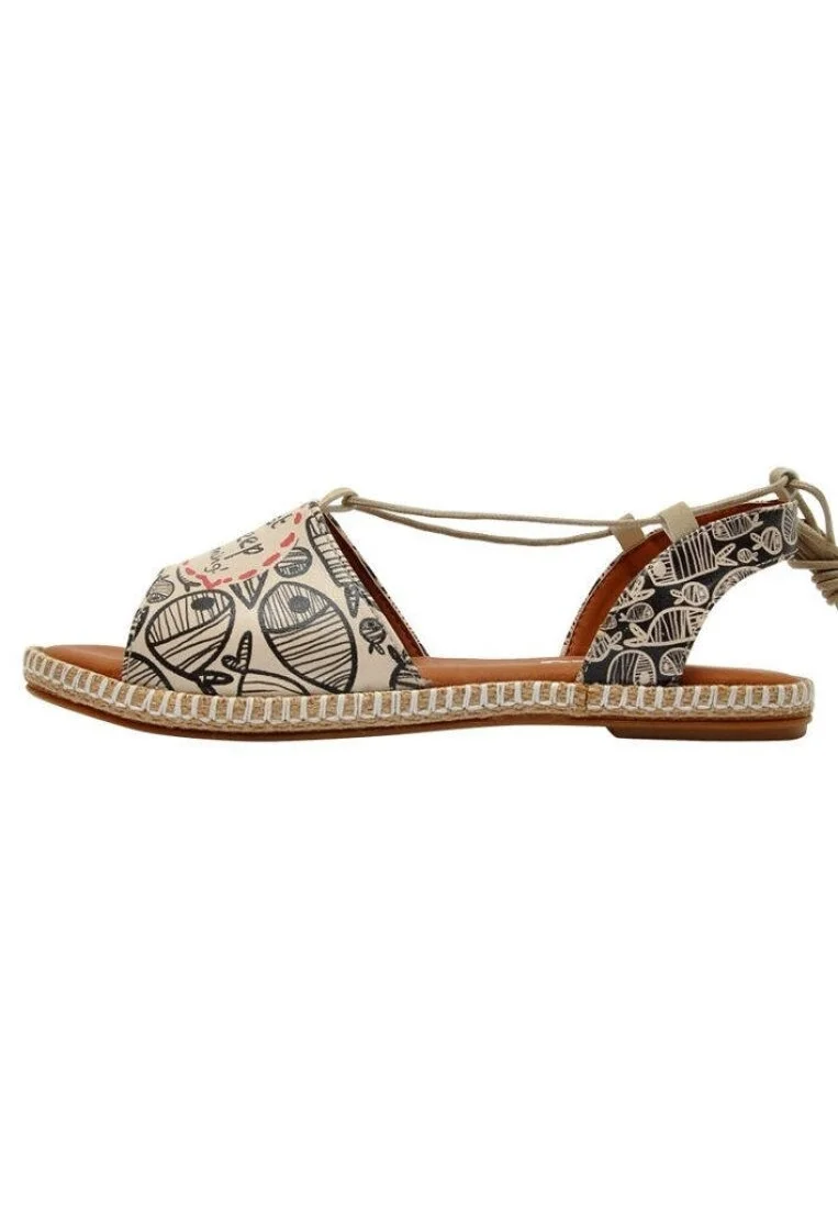 Women Vegan Leather Black Lace Up Sandals - Just Keep Swimming Design