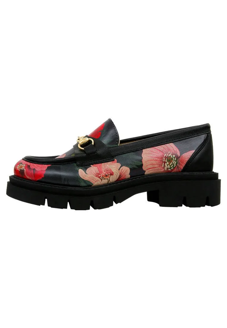 Women Vegan Leather Black Loafers - Poppy Design