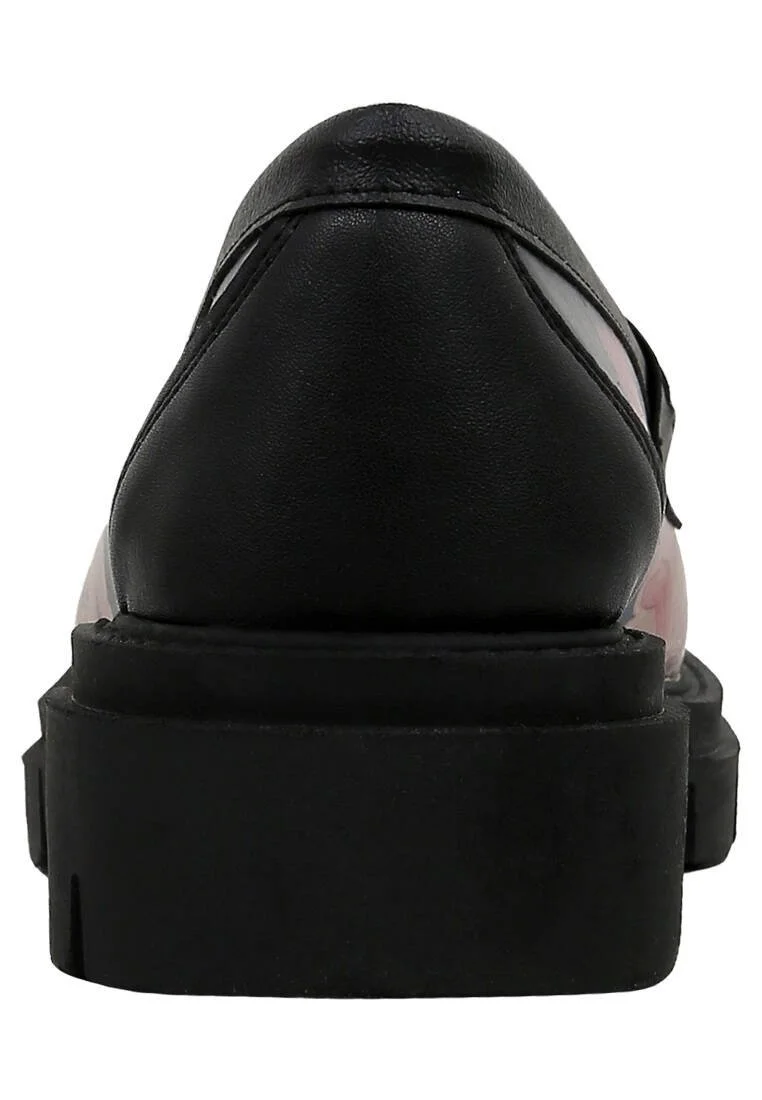 Women Vegan Leather Black Loafers - Poppy Design