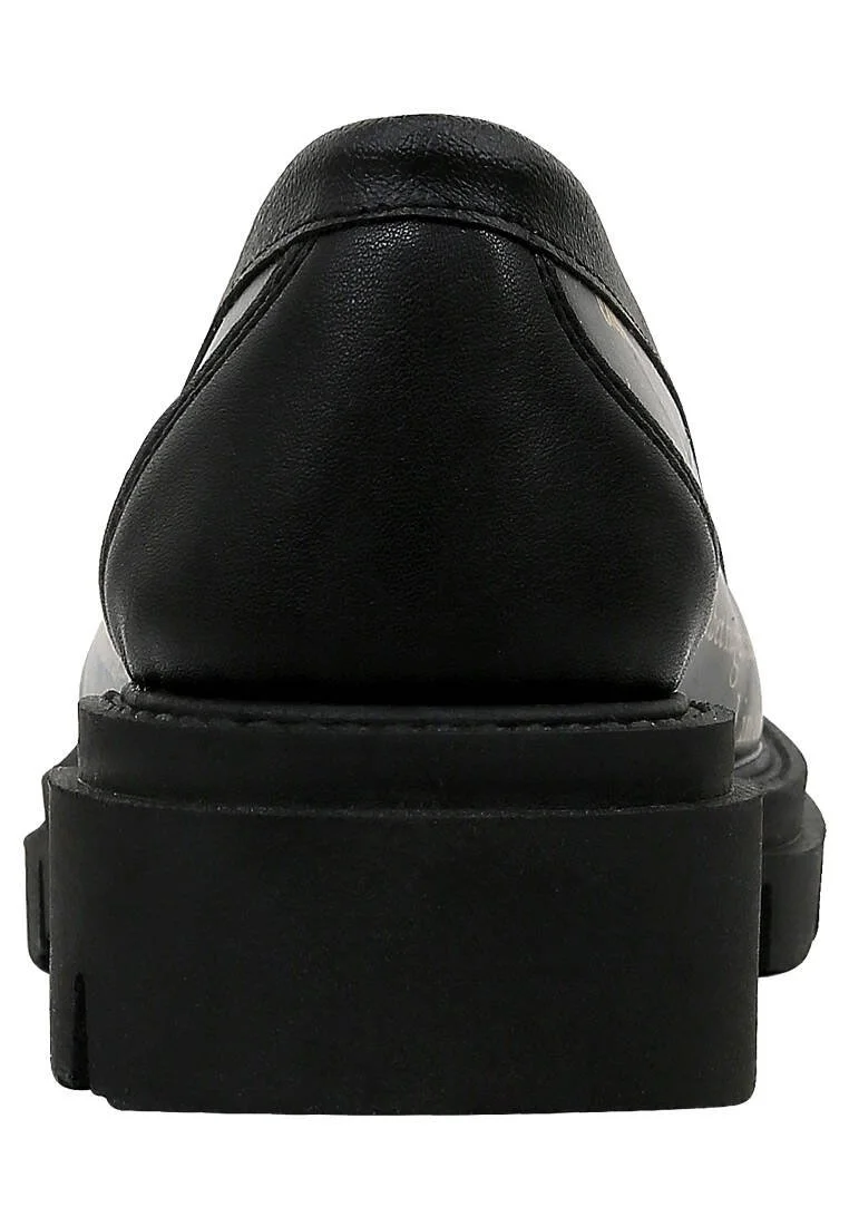 Women Vegan Leather Black Loafers - The Model Book Of Calligraphy Design