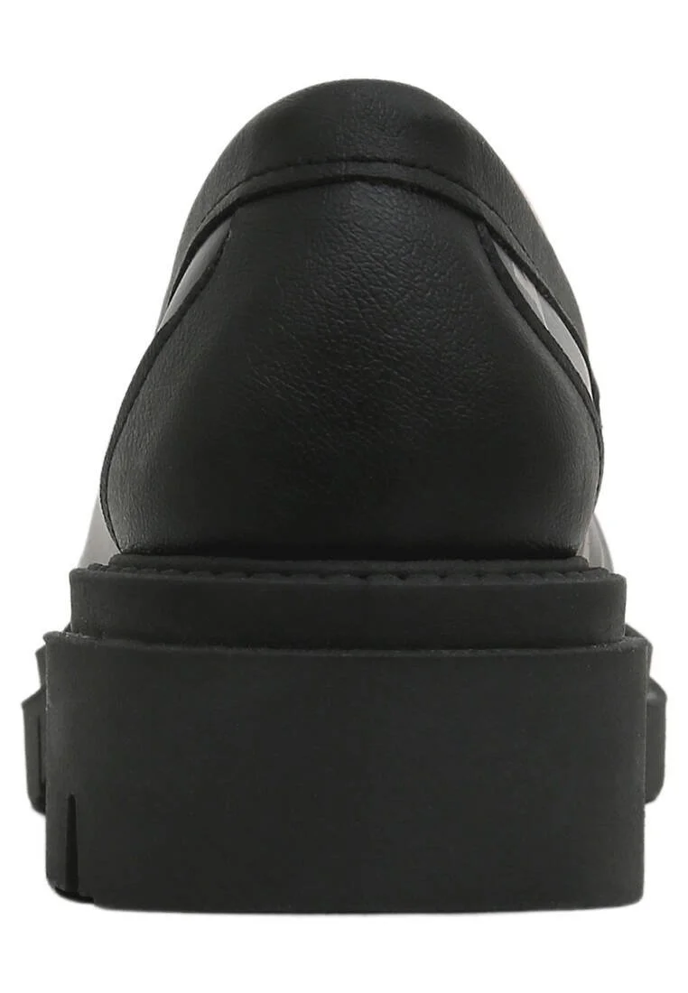 Women Vegan Leather Black Loafers - Supper BlackWhite Design