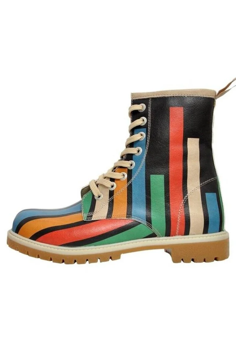Women Vegan Leather Black Long Boots - Sticks Design