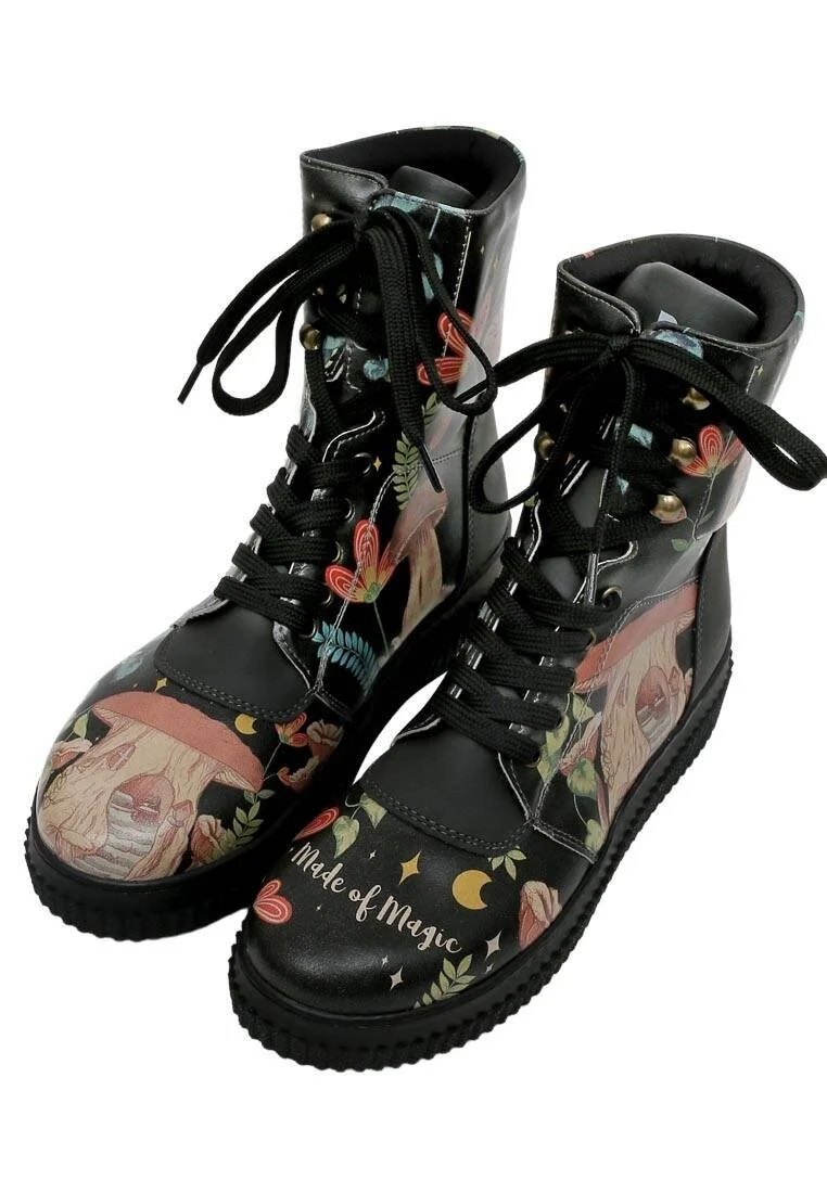 Women Vegan Leather Black Long Boots - Made Of Magic Design