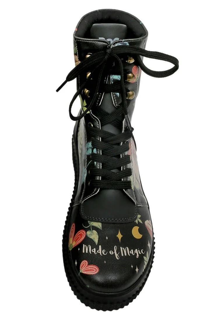 Women Vegan Leather Black Long Boots - Made Of Magic Design