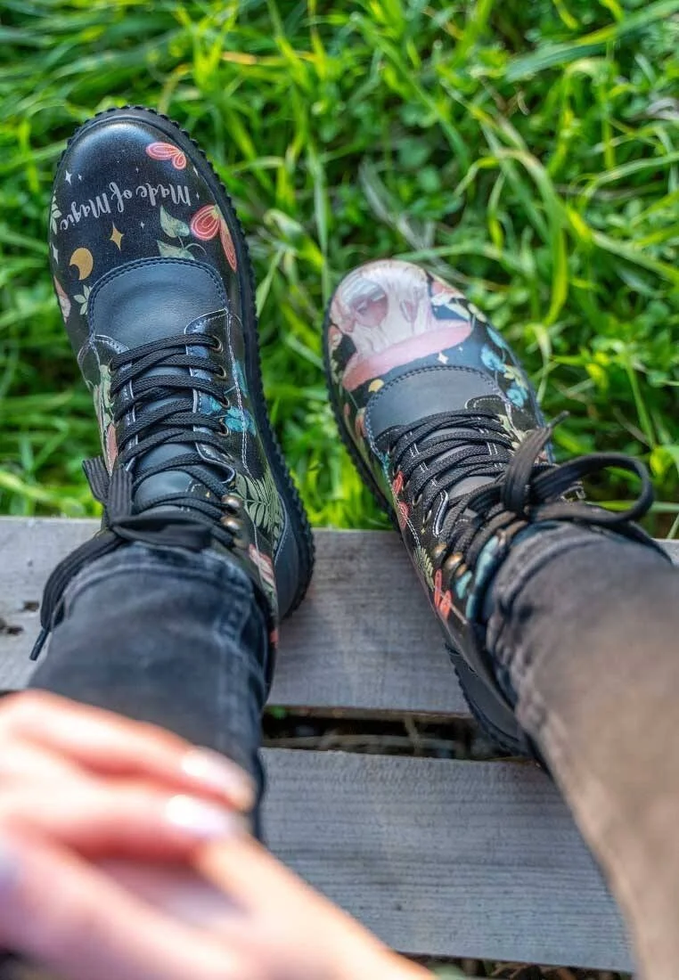Women Vegan Leather Black Long Boots - Made Of Magic Design