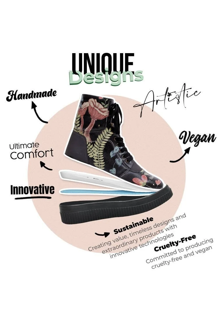 Women Vegan Leather Black Long Boots - Made Of Magic Design
