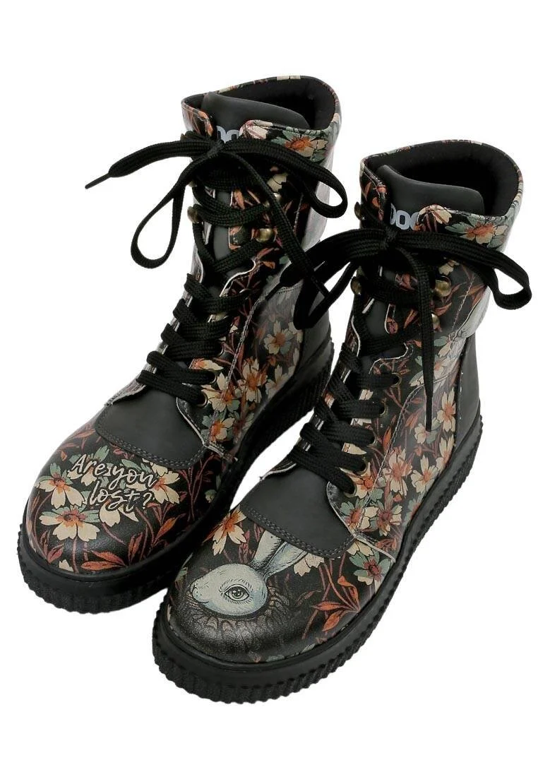 Women Vegan Leather Black Long Boots - Are You Lost Design