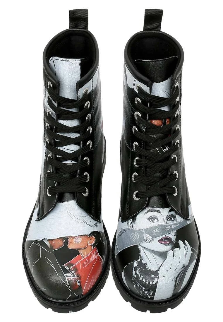 Women Vegan Leather Black Long Boots - Go Back to Being Yourself Design