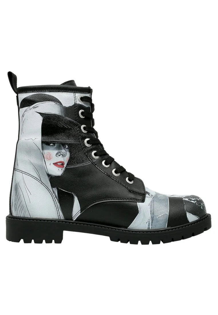 Women Vegan Leather Black Long Boots - Go Back to Being Yourself Design