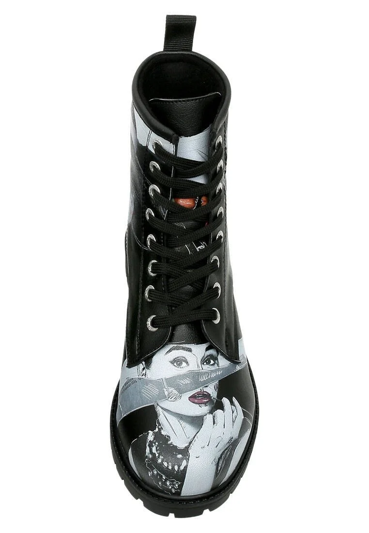 Women Vegan Leather Black Long Boots - Go Back to Being Yourself Design