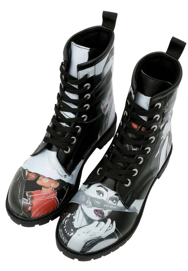 Women Vegan Leather Black Long Boots - Go Back to Being Yourself Design