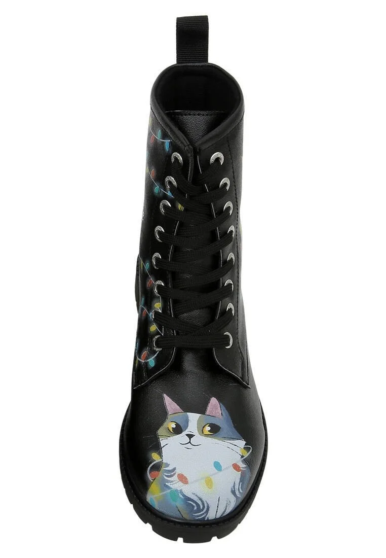 Women Vegan Leather Black Long Boots - Celebrate the Day Design