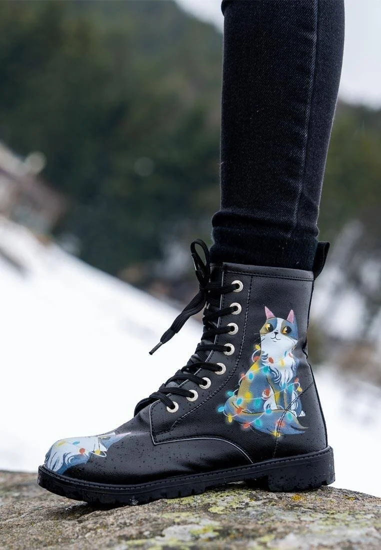 Women Vegan Leather Black Long Boots - Celebrate the Day Design