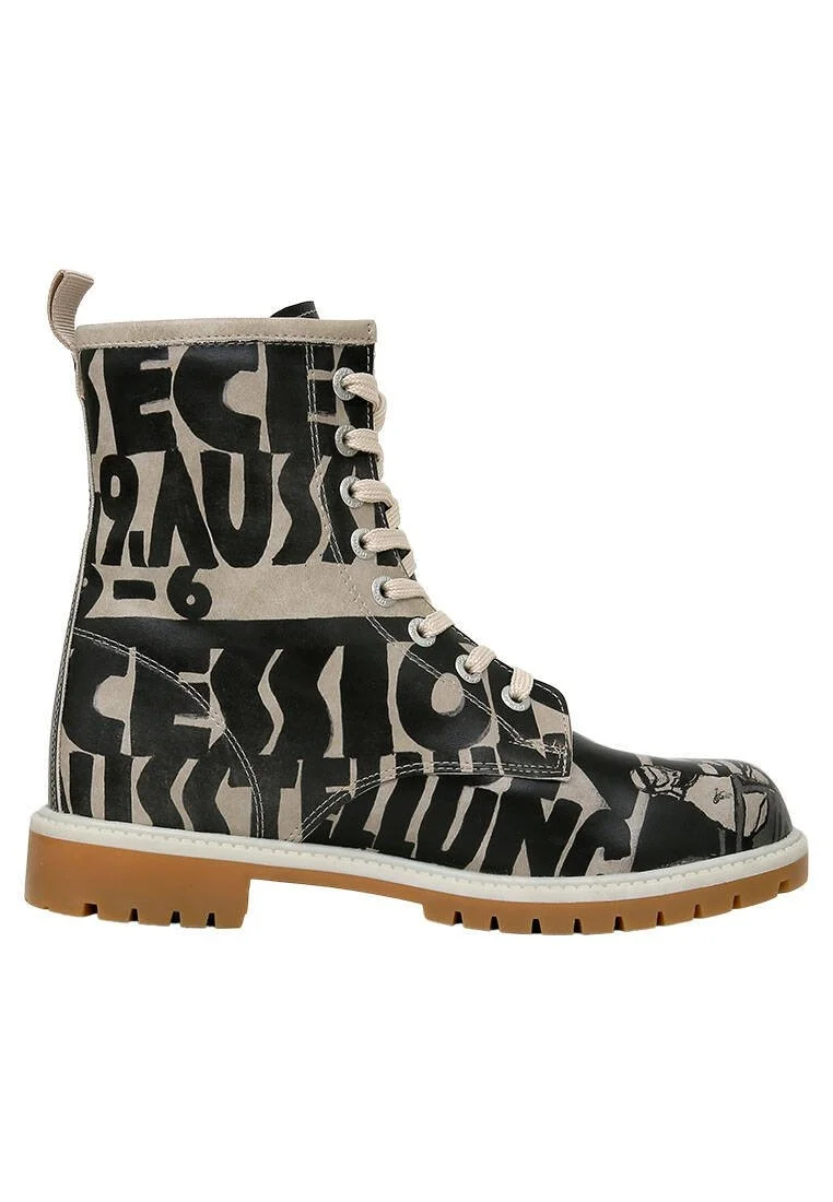 Women Vegan Leather Black Long Boots - Supper BlackWhite Design