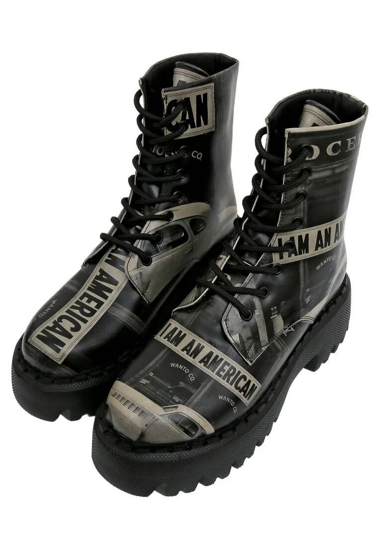 Women Vegan Leather Black Long Boots - I am an American Design