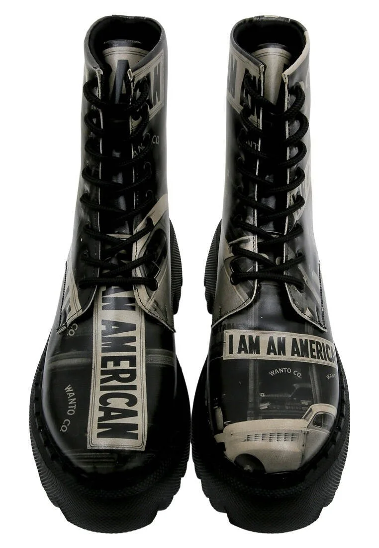 Women Vegan Leather Black Long Boots - I am an American Design