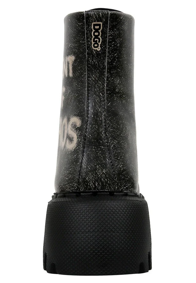 Women Vegan Leather Black Long Boots - Agent of Chaos Design