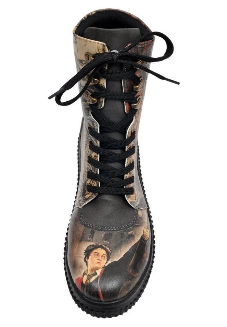 Women Vegan Leather Black Long Boots - Warner Bros Triwizard Tournament Harry Potter Design