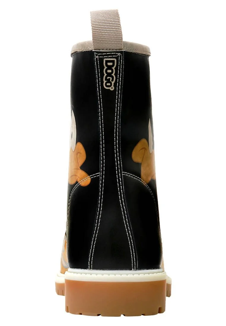 Women Vegan Leather Black Long Boots - Warner Bros Looney Tunes Double Trouble Design Women Vegan Leather Black Long Boots - Warner Bros Looney Tunes Double Trouble Design