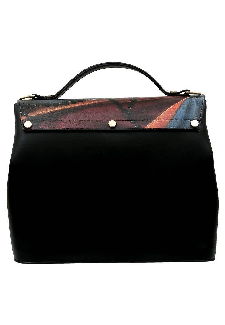Women Vegan Leather Black Purse - Leonardo da Vinci Lady with an Ermine Design