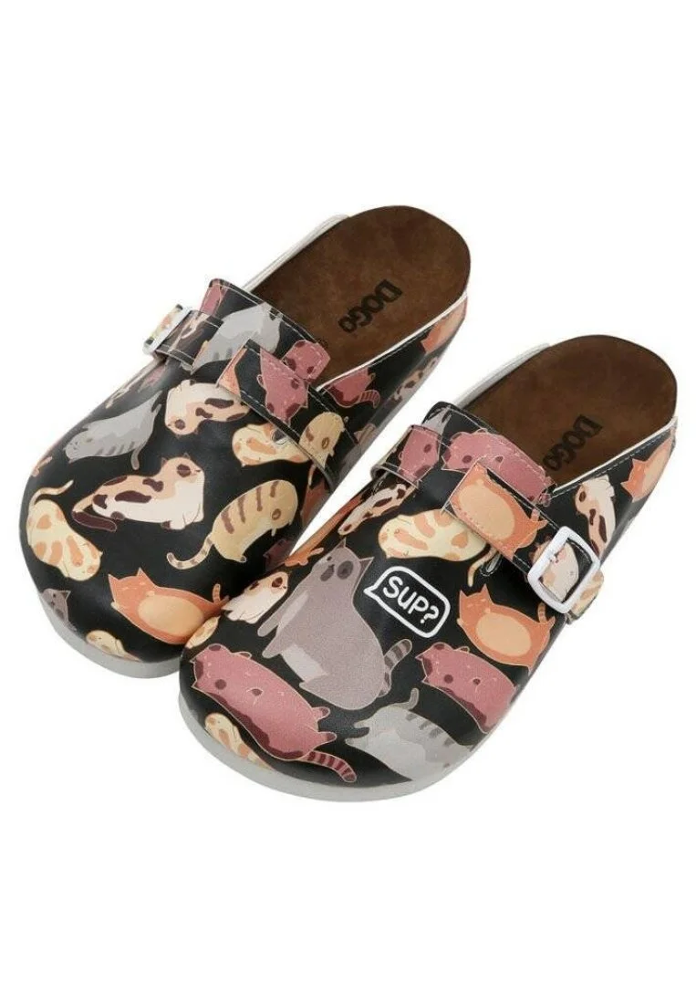 Women Vegan Leather Black Slippers - Sup Hooman? Design