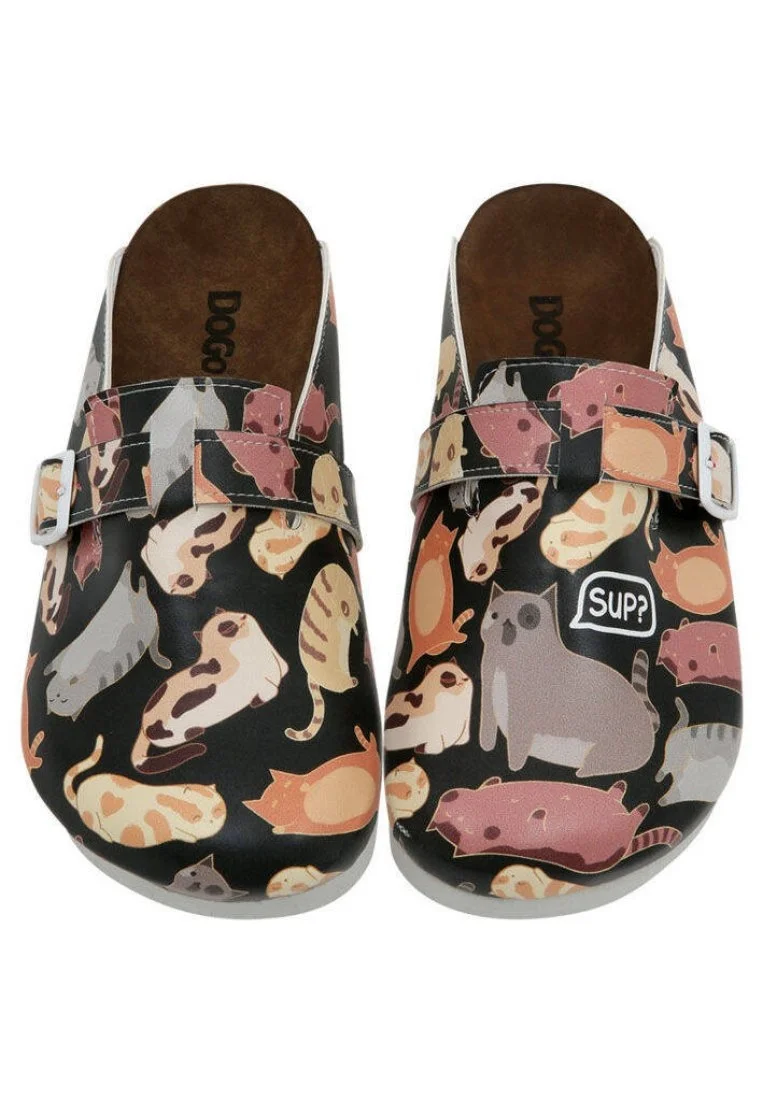 Women Vegan Leather Black Slippers - Sup Hooman? Design