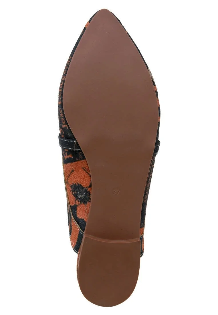 Women Vegan Leather Black Slippers - Folly or Saintliness Design