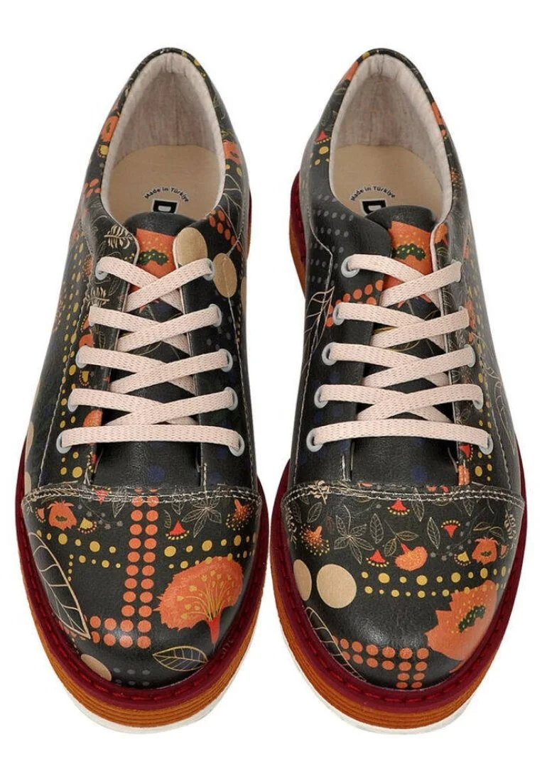 Women Vegan Leather Black Sneakers - Dots&leaves Design
