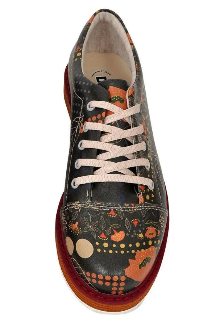 Women Vegan Leather Black Sneakers - Dots&leaves Design