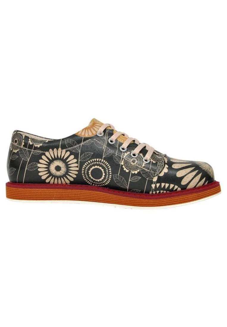 Women Vegan Leather Black Sneakers - A Bouquet of Sun Design