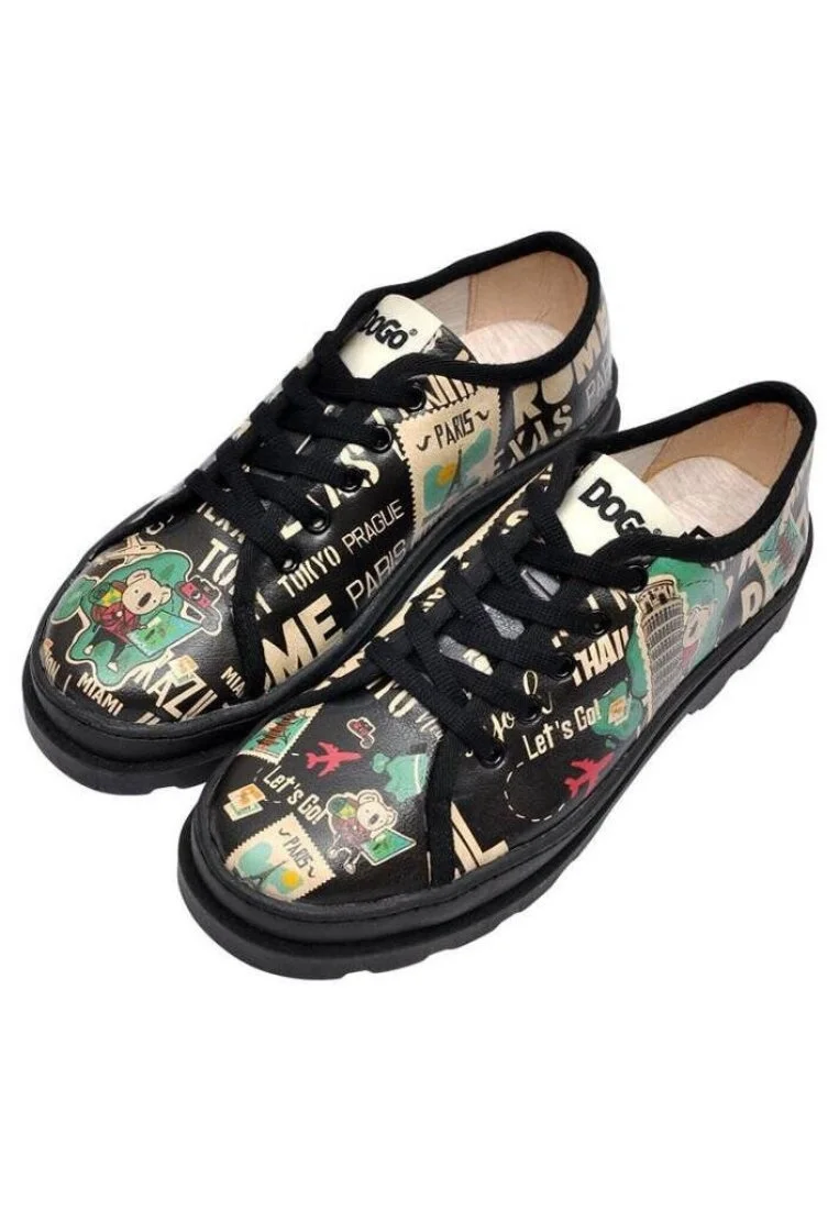 Women Vegan Leather Black Sneakers - Let's Go Design
