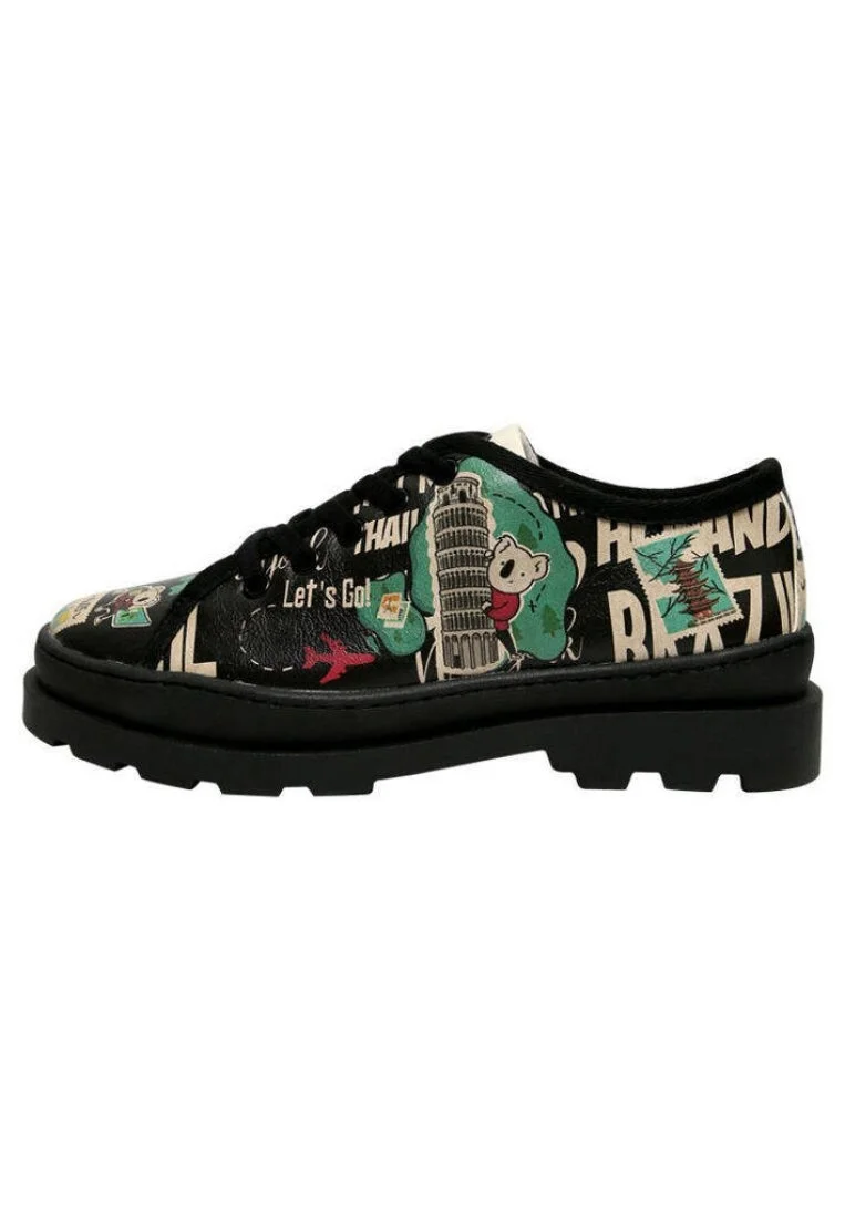 Women Vegan Leather Black Sneakers - Let's Go Design