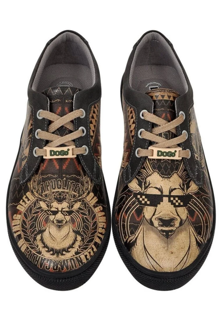 Women Vegan Leather Black Sneakers - Pattern Thuglife Design