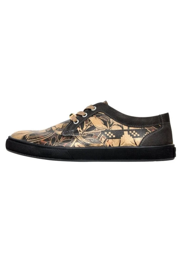 Women Vegan Leather Black Sneakers - Pattern Thuglife Design