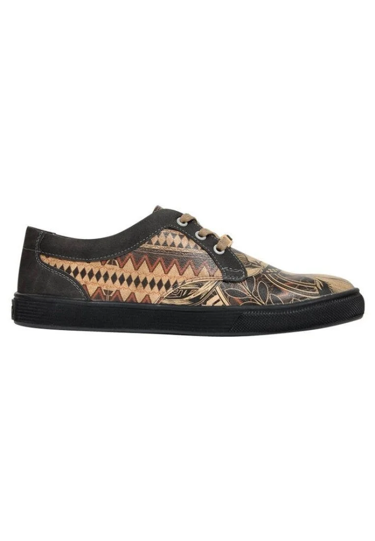 Women Vegan Leather Black Sneakers - Pattern Thuglife Design