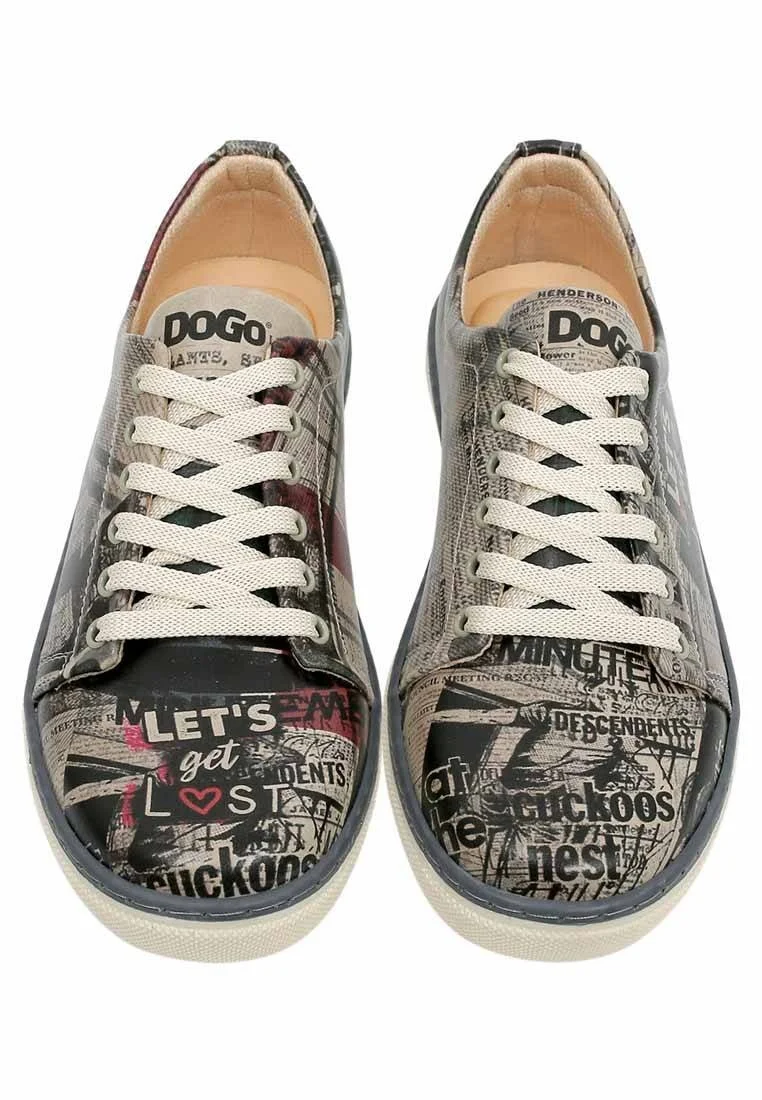 Women Vegan Leather Black Sneakers - Let's Get Lost Design