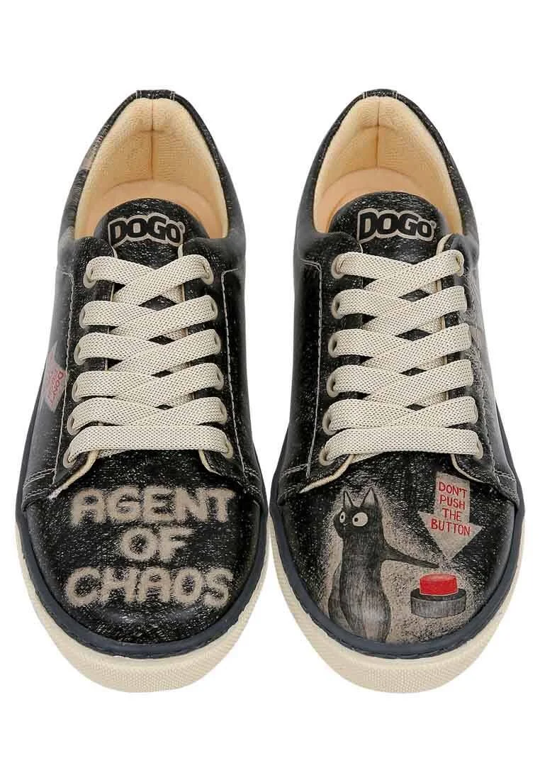 Dogo - Women Vegan Leather Black Sneakers - Agent of Chaos Design (1)