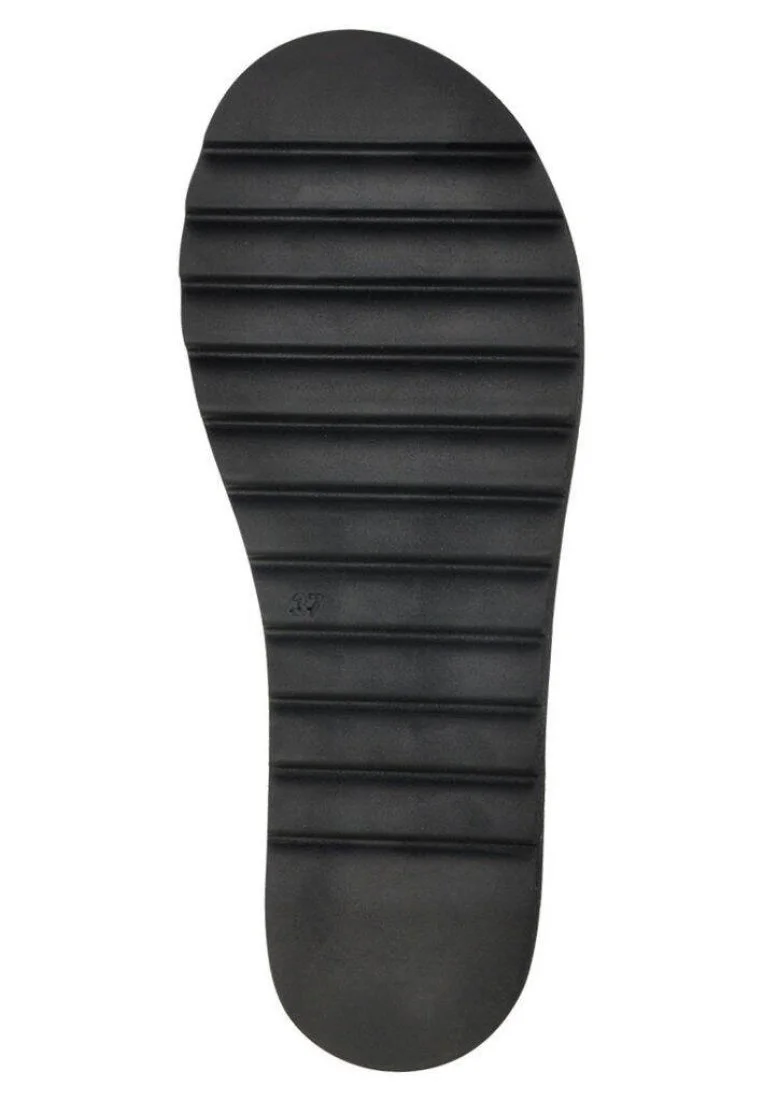 Women Vegan Leather Black Wedge Sandals - Find the Cat Design