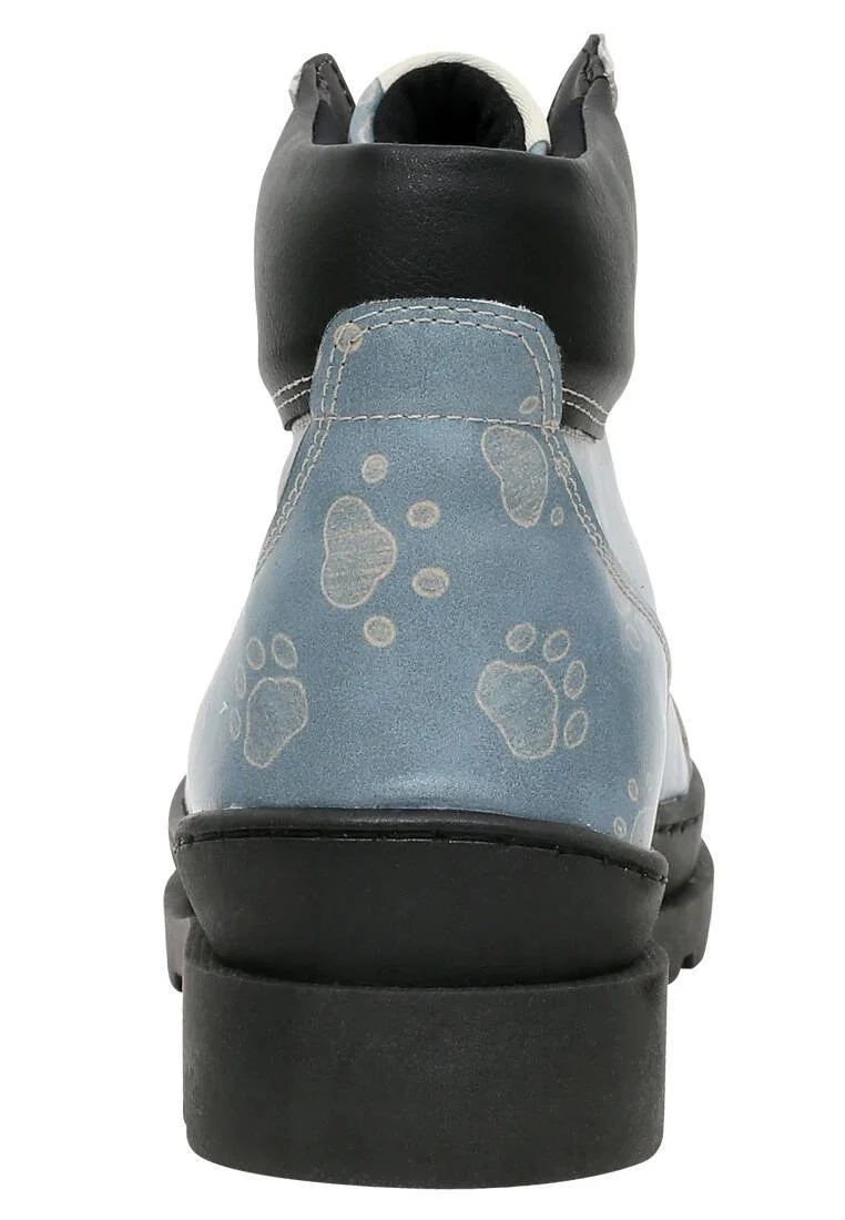 Women Vegan Leather Blue Boots - I Have Cattitude Design