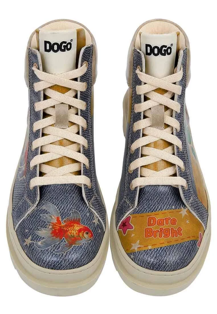 Women Vegan Leather Blue Boots - Dare Bright Design