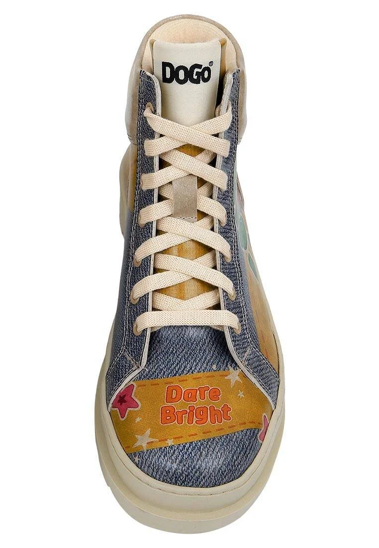 Women Vegan Leather Blue Boots - Dare Bright Design