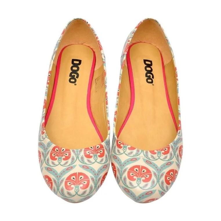 Women Vegan Leather Blue Flat Shoes - Carnation Design