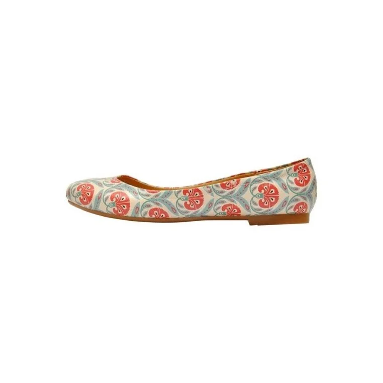 Women Vegan Leather Blue Flat Shoes - Carnation Design
