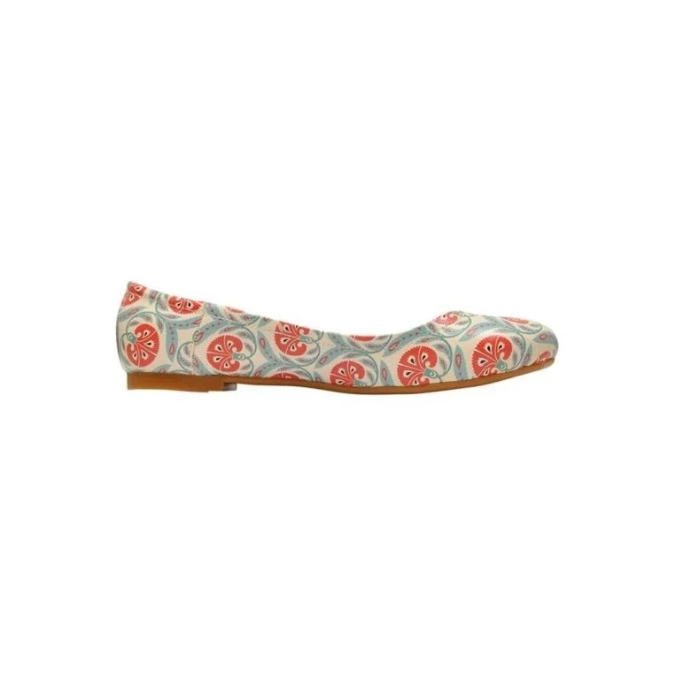 Women Vegan Leather Blue Flat Shoes - Carnation Design