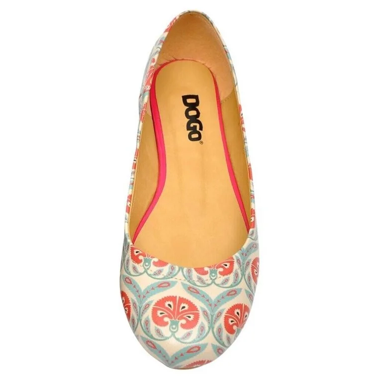 Women Vegan Leather Blue Flat Shoes - Carnation Design