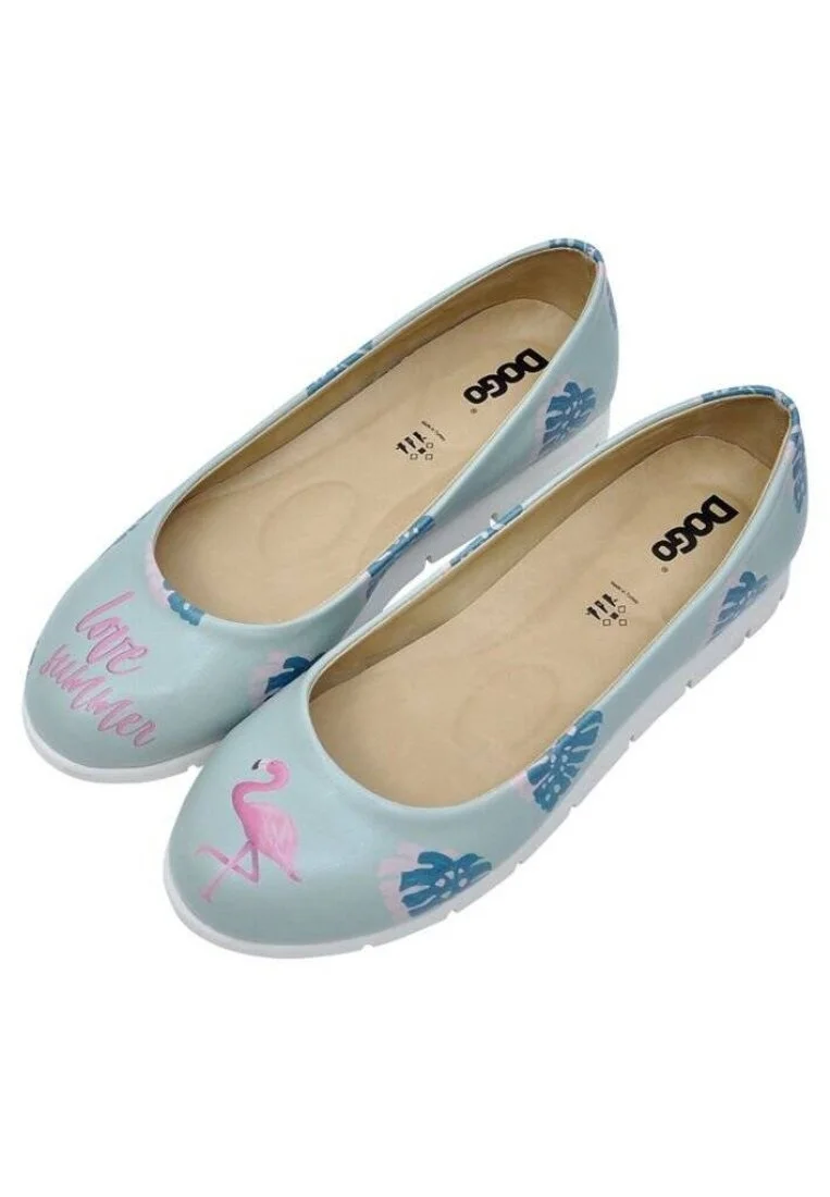 Women Vegan Leather Blue Flat Shoes - Love Summer Design