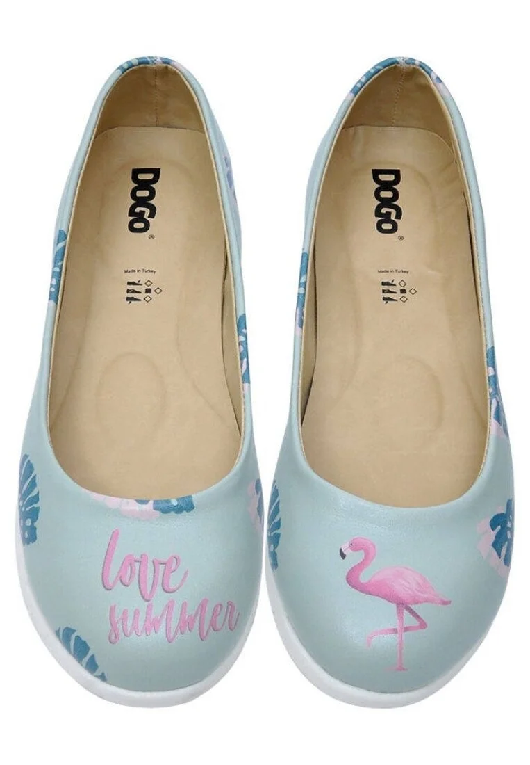 Women Vegan Leather Blue Flat Shoes - Love Summer Design