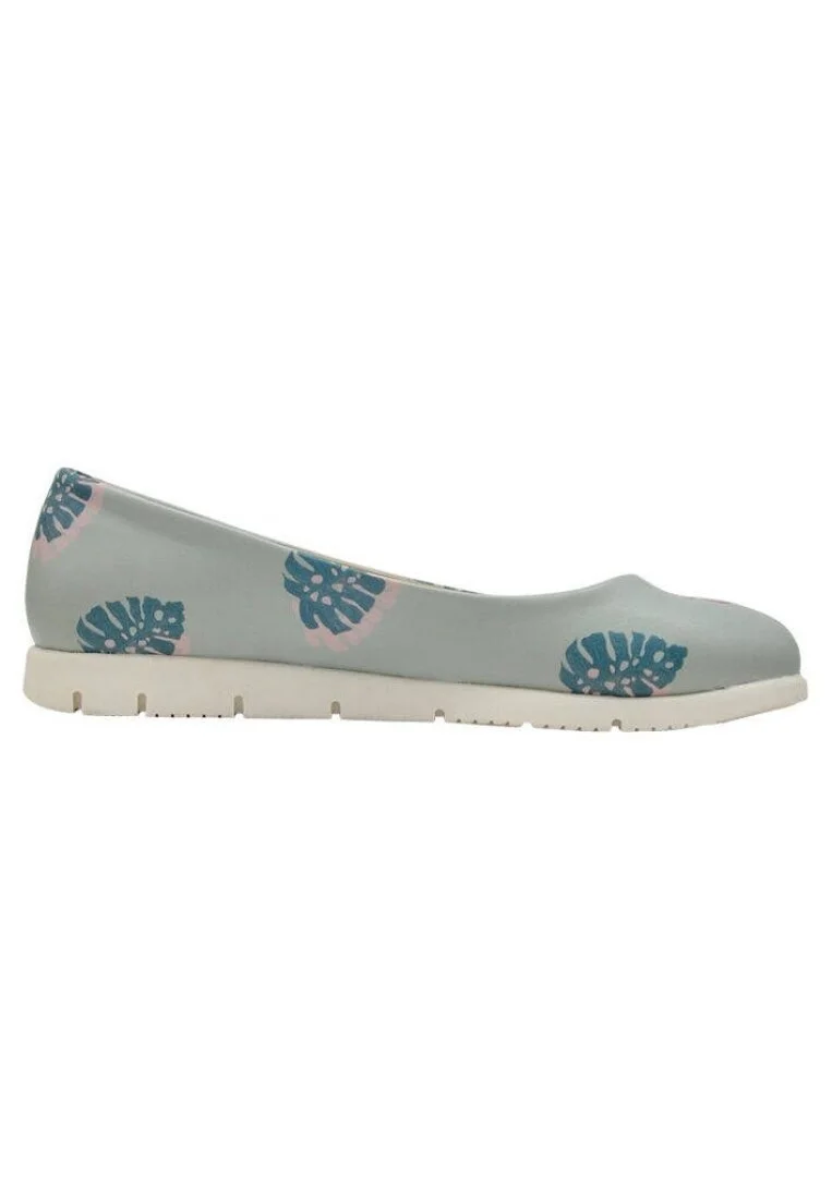 Women Vegan Leather Blue Flat Shoes - Love Summer Design