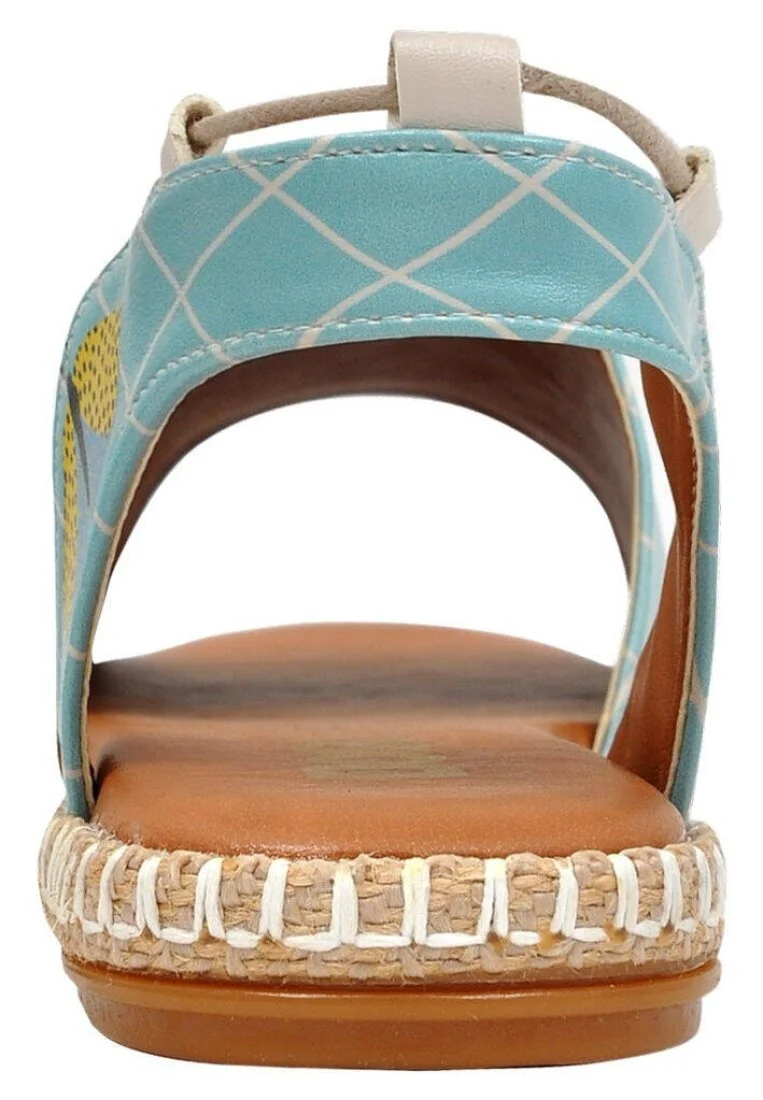 Women Vegan Leather Blue Lace Up Sandals - Les Papillons Design