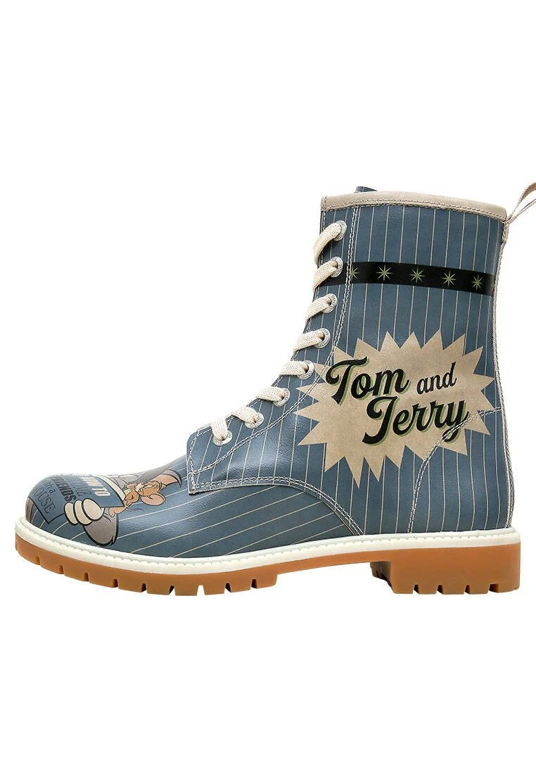 Women Vegan Leather Blue Long Boots - Warner Bros Friends-with-a-Mouse Design
